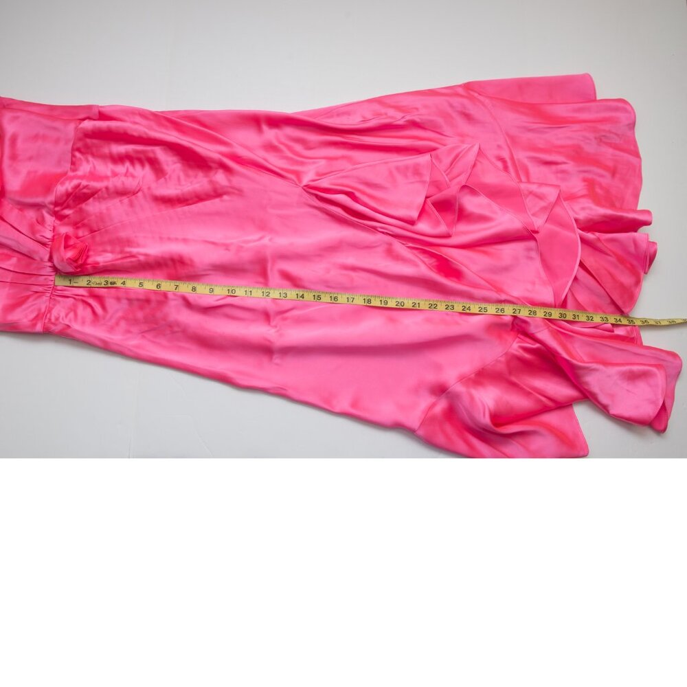 Cinq à Sept Cates Dress Asymmetric Silk Sleeveless Ruffle Trim Midi Pink Size 12 - Picture 7 of 7